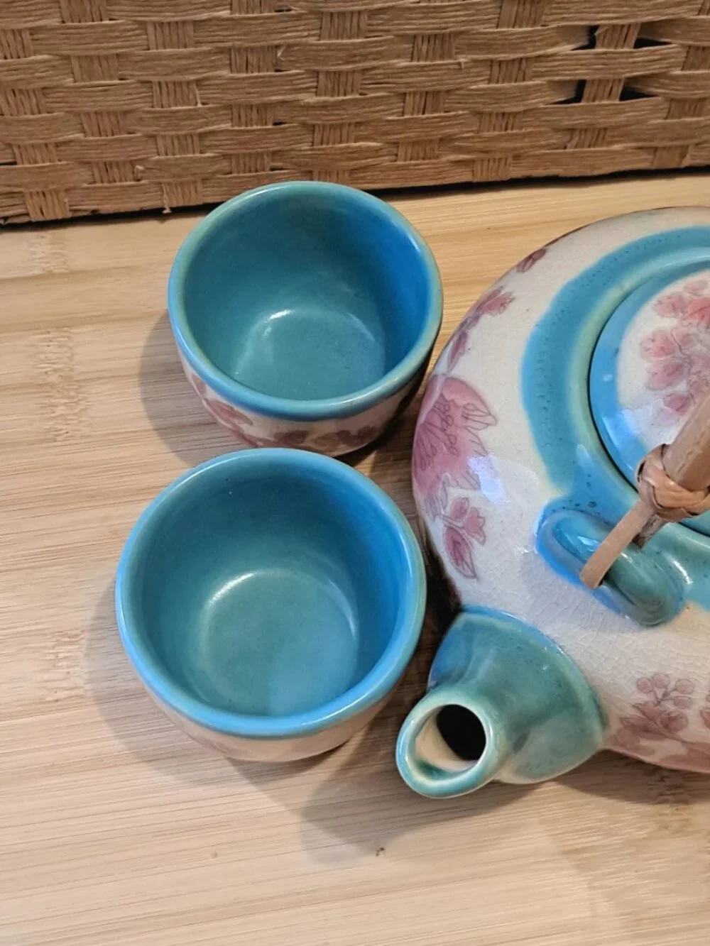 World Market Handpainted Ceramic Teapot Set
